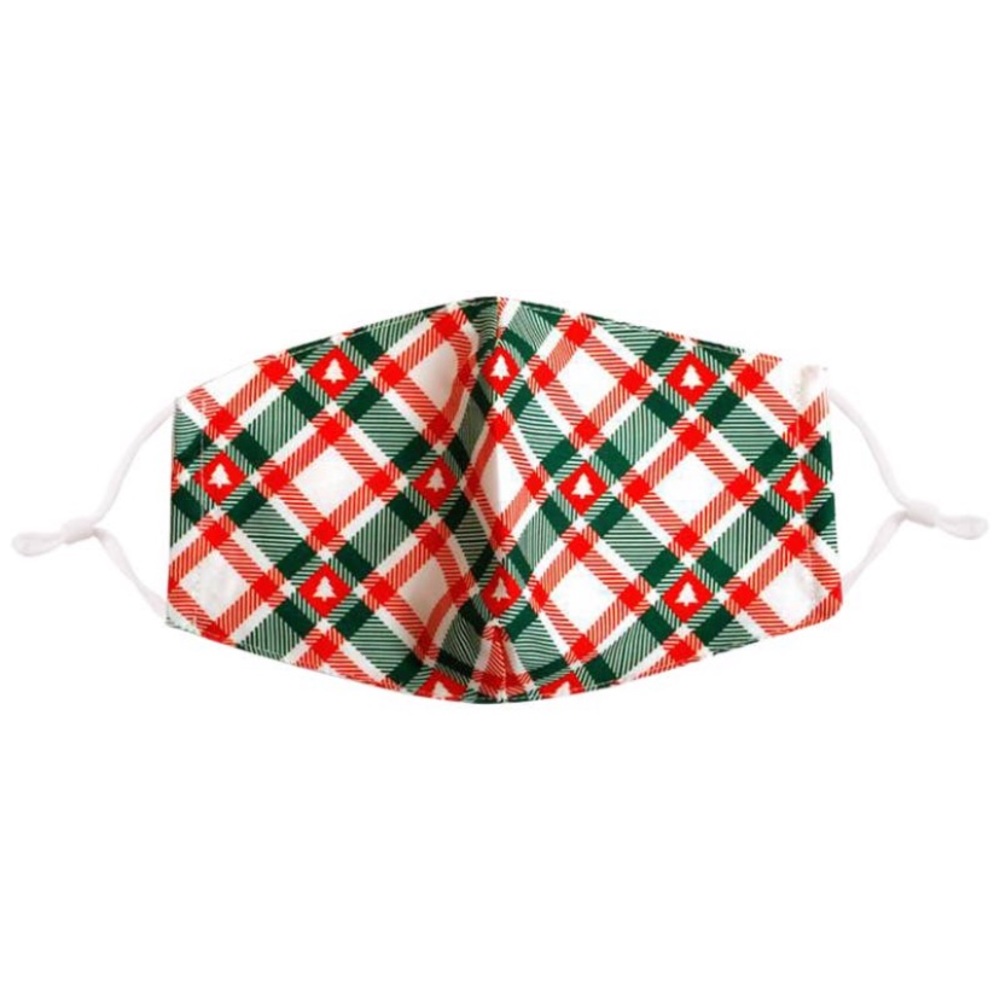Christmas tree plaid face mask